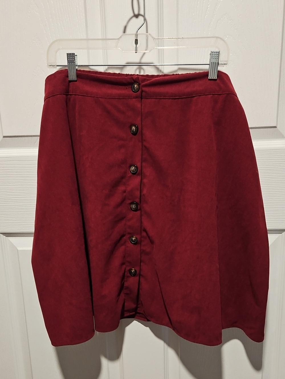 Source Unknown Red Button-Front A-Line Skirt